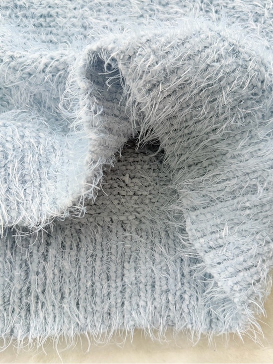 Ultra Flirt Fuzzy Knit Sweater Light Blue Size S Soft Cozy Cropped Fit - Picture 6 of 11